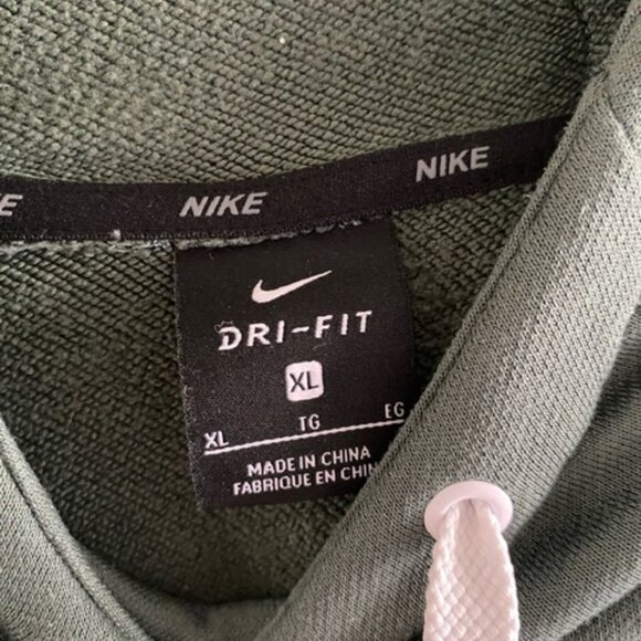 Nike Hoodie Mens‎ Large Green Logo Dri-Fit Swoosh Pullover Sportswear Sweatshirt - Picture 3 of 5